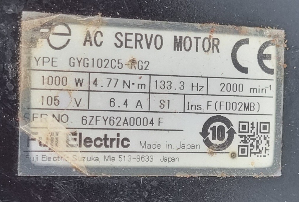 FUJI-Electric-GYG102C5-RG2-AC-SERVO-MOTOR-1kW-1333Hz-105V-64A-2-186309607941-5